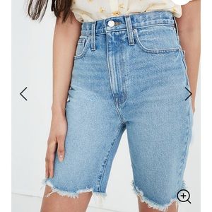 NWOT High-Rise Long Denim Shorts in Hedrick Wash